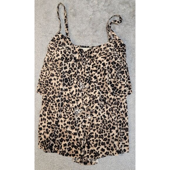 Aqua Green Tiered Leopard Print Tankini.  Size:  1X - Picture 1 of 16